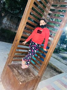 Red Sequence Sweat Shirt For Baby Girl