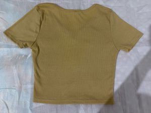 Ribbed V-Neck Cropped Top