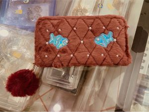 Furry Clutch with Pom Po