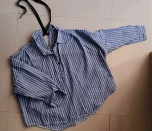 Blue Striped Button-Down Tunic