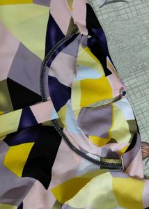 Vibrant Geometric Print Ruffle Top