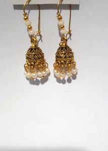 Elegant Jhumka Earrings with Pearls