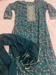 Teal Floral Kurta Set