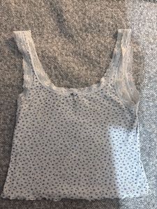 Cute Floral Lace Trim Tank Top