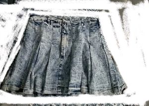 Vintage Acid Wash Pleated Denim SkirtY2k