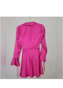 Hot Pink Tie-Front Mini Dress
