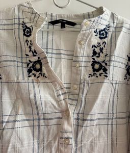 Vero Moda - Embroidered Plaid Tunic Top