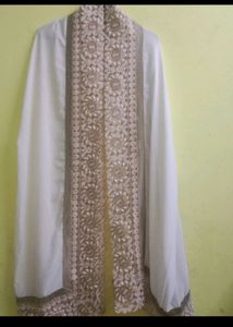 Heavy Punjabi White Dupatta