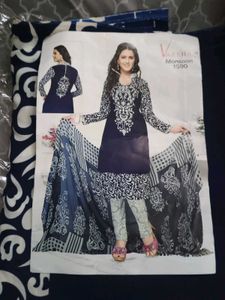 Elegant Navy Blue Kurta Set Material