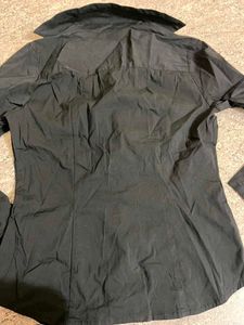 Elegant Black Ruffle Front Blouse