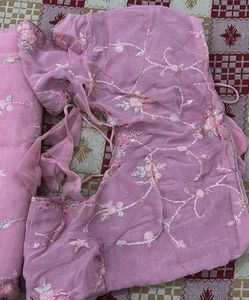 Pink Embroidered saree