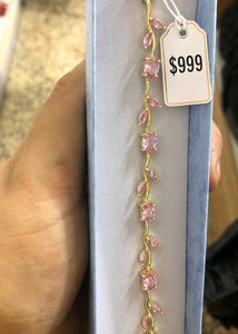 Delicate Pink Gemstone Tulip Bracelet