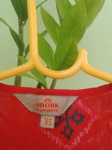 anouk Red Cotton Kurta Set .XS