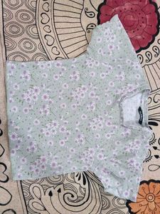 Floral Print Ribbed Top