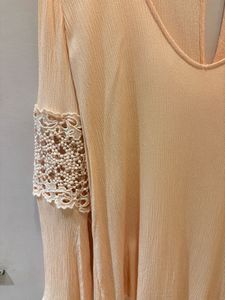 Elegant Peach Top with Lace Detail