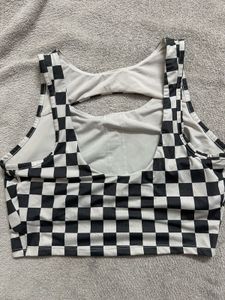 Checkerboard Cut-Out Crop Top
