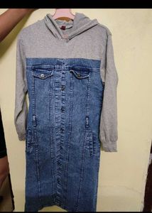 Denim Dress with Hooded Top