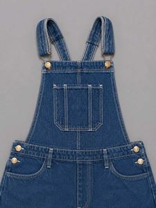 Distressed Denim Short Overalls