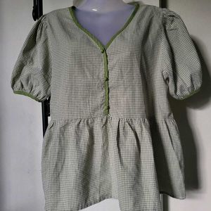 Cute Gingham Peplum Top