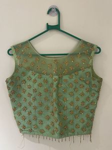 Embellished Mint Green Blouse
