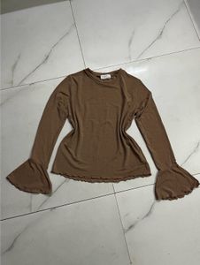 sheer Beige Long Sleeve Bell