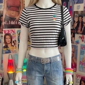 Striped Tee with Pineapple Detail