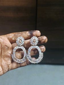 Sparkling Oval Drop Earrings
