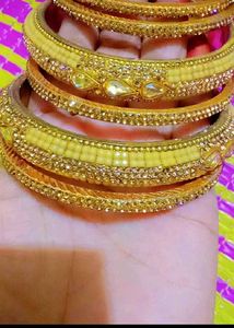 Sparkling Gold Bangles with Embellishments