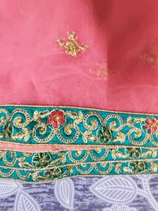 Exquisite Orange &amp; Teal Embroidered Lehenga