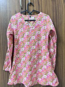 Pink Floral Print Kurta