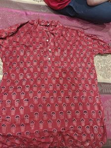Maroon Printed Kurta