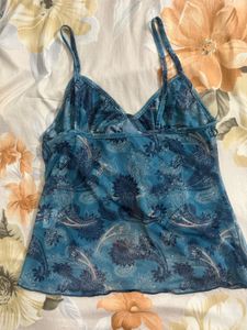 Blue Paisley Print Cami Top