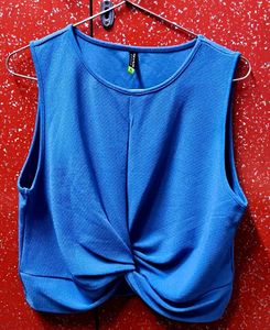 Blue Twisted Crop Top