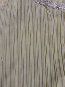 Yellow Pleated Blouse with Silver Embellishments