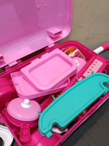 Kids Play Kitchen Set With Trolley back dhakan no