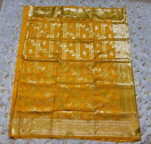 New Elegant Yellow Silk Saree