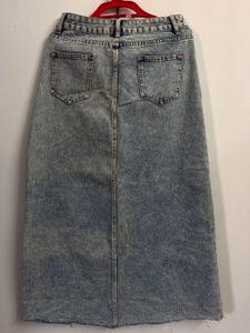 Acid Wash Denim Maxi Skirt