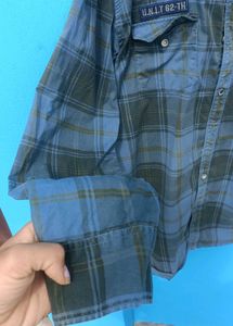 Men's Blue Plaid Long Sleeve Shirt