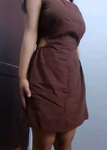 Brown Cutout Mini Dress