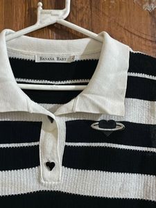 Chic Striped Collared Knit Vest