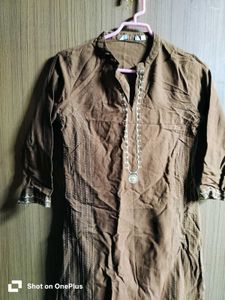 Brown Embroidered Kurta