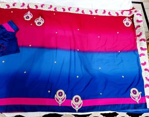 🇳🇿💫🎀Stunning Pink &amp; Blue Ombre Saree