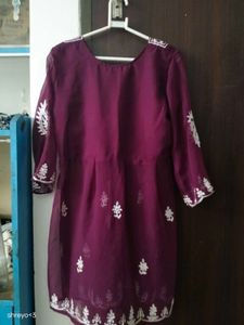 Embroidered Maroon Kurta