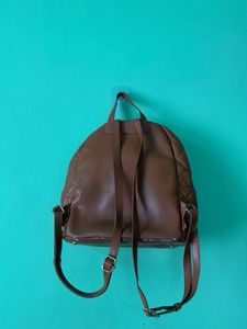 Quilted Brown Faux Leather Backpack