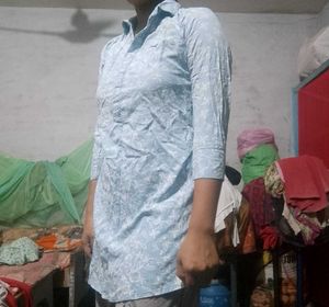 Light Blue Floral Print Kurta