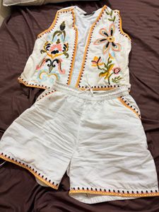 Embroidered Vest and Shorts Set