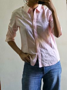 Chic Pink Striped Button-Up Shirt