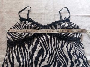 Zebra Print Lace Trim Cami Top