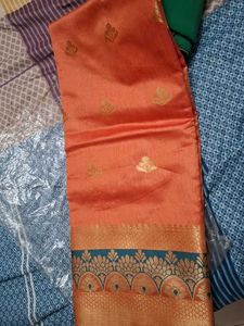 Elegant Orange &amp; Gold Saree