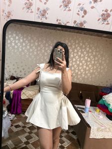 Cream Fit and Flare Mini Dress🦋🌻🎀